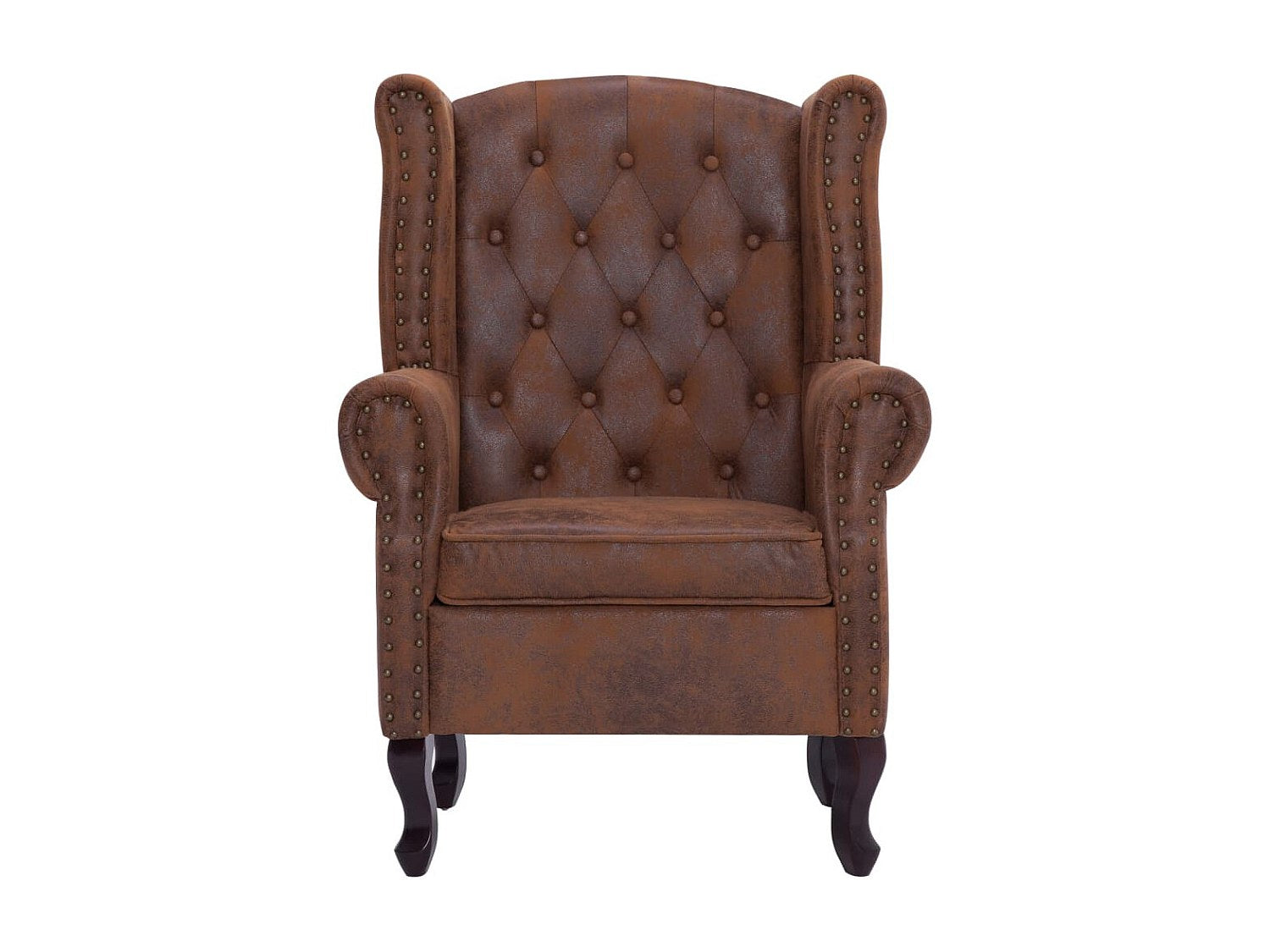 Accoudoirs galbés du fauteuil chesterfield FLEMING marron