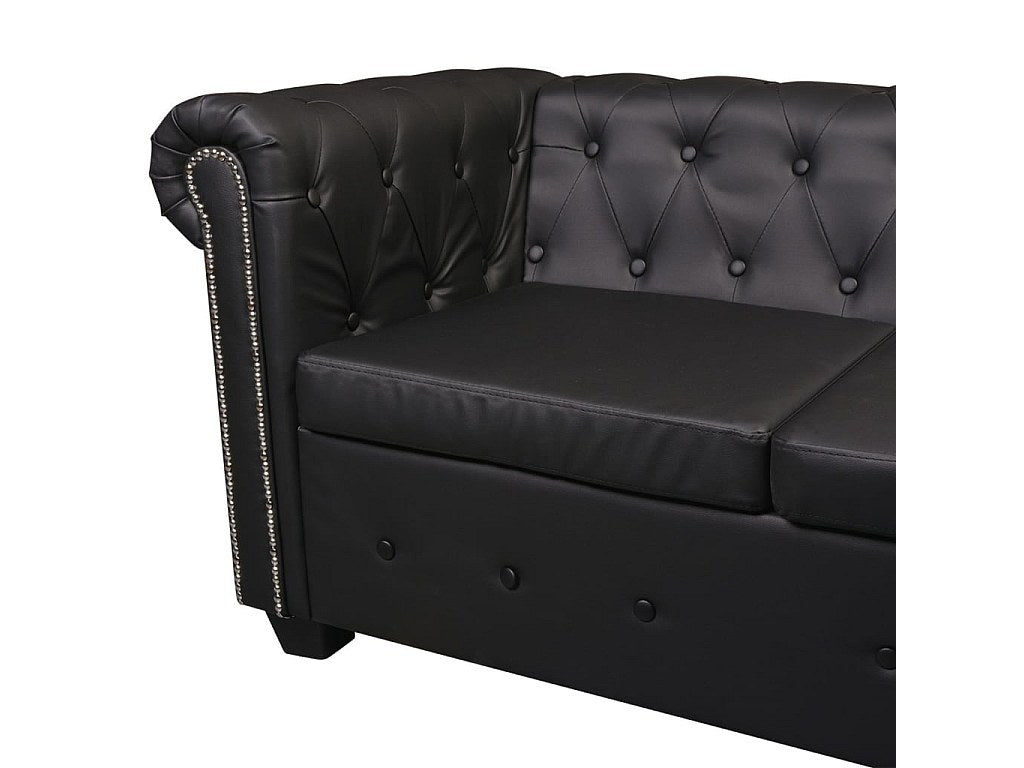 Assise rembourrée du canapé d'angle chesterfield HAMPTON noir