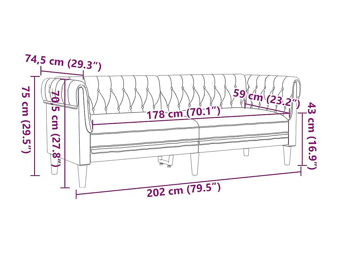 Dossier profond du canapé chesterfield RALEIGH en tissu marron