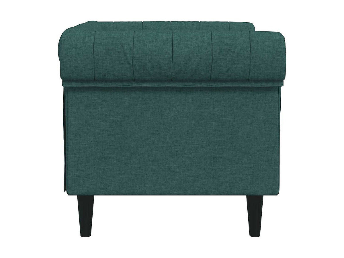 Détail du tissu vert foncé du fauteuil chesterfield NORFOLK