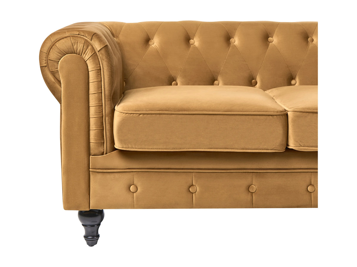 Assise large du canapé chesterfield SALISBURY 3 places moutarde