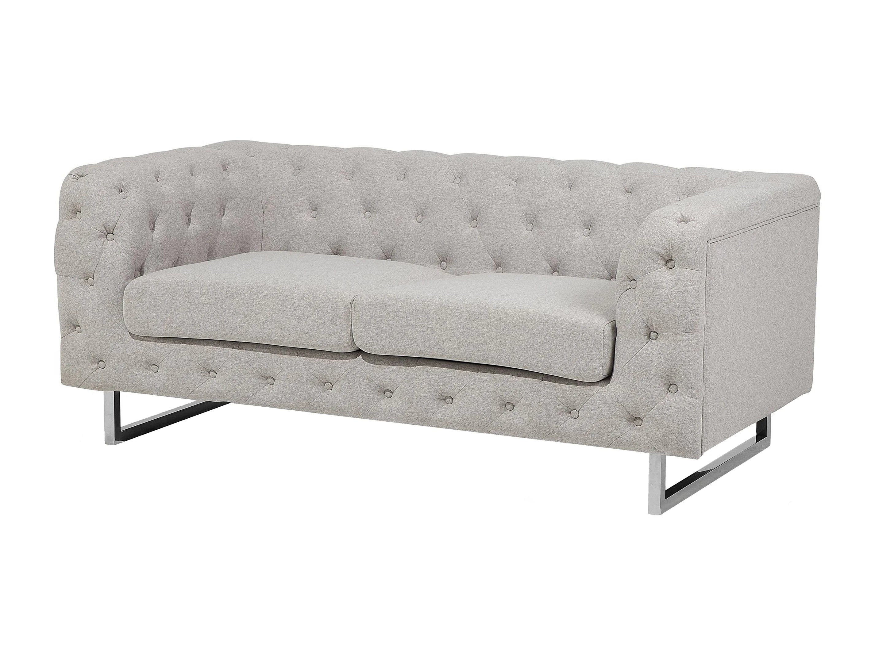Capitonnage décoratif du canapé chesterfield VISSLAND 2 places coton beige