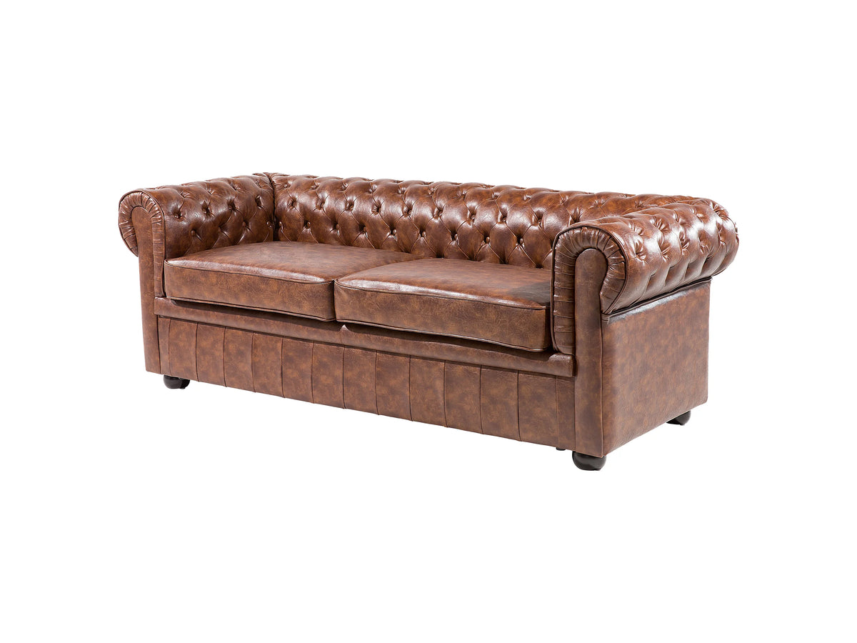 Capitonnage rétro du canapé chesterfield vintage KINGSTON marron