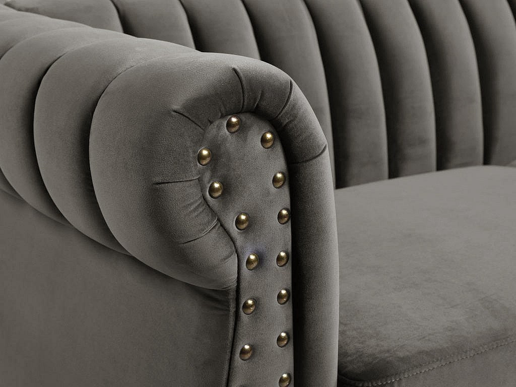 Vue d'ensemble du canapé chesterfield TRUMBO 3 places gris