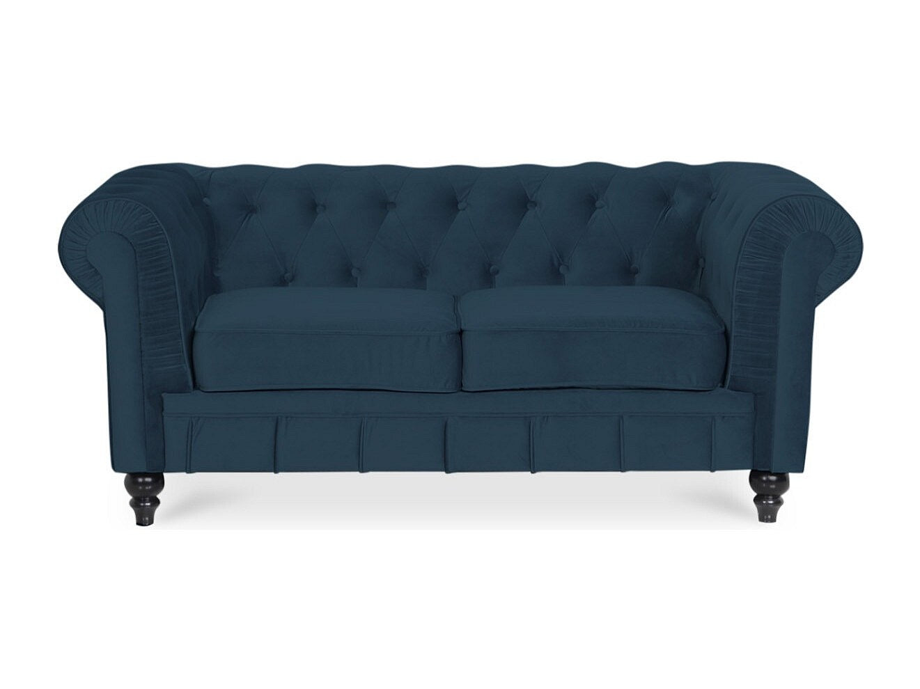 Détail du velours bleu nuit du canapé chesterfield ALTESSE