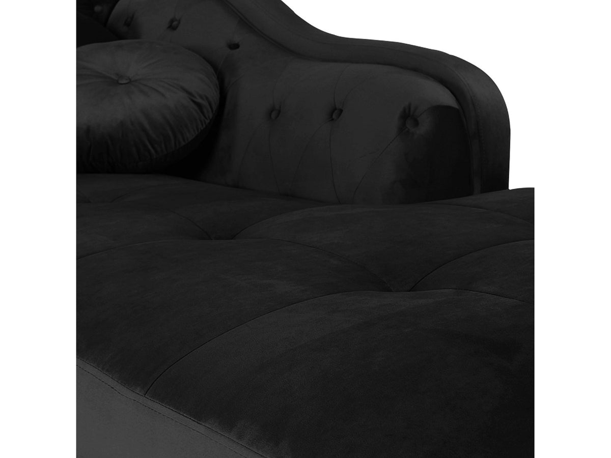 Vue d'ensemble du canapé d'angle droit chesterfield EMPIRE noir