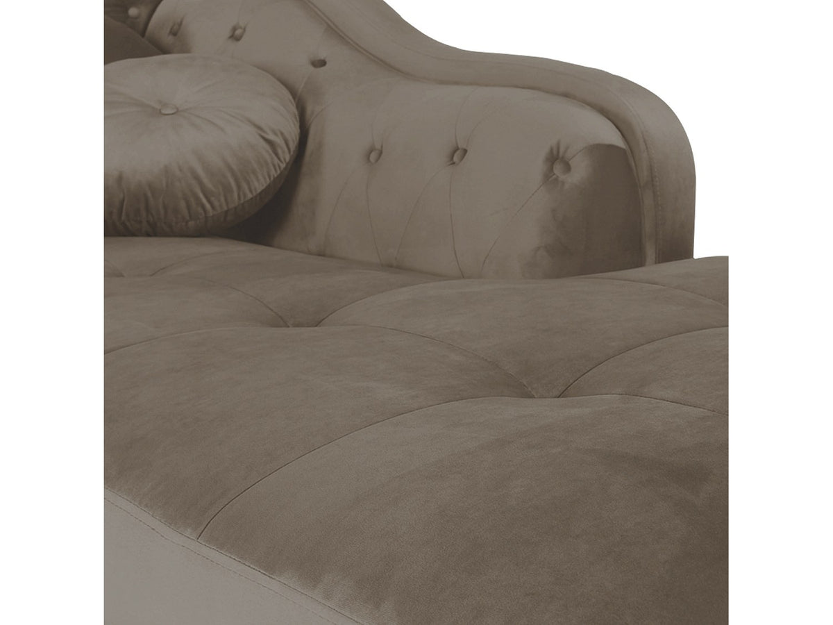 Vue d'ensemble du canapé d'angle droit chesterfield EMPIRE taupe