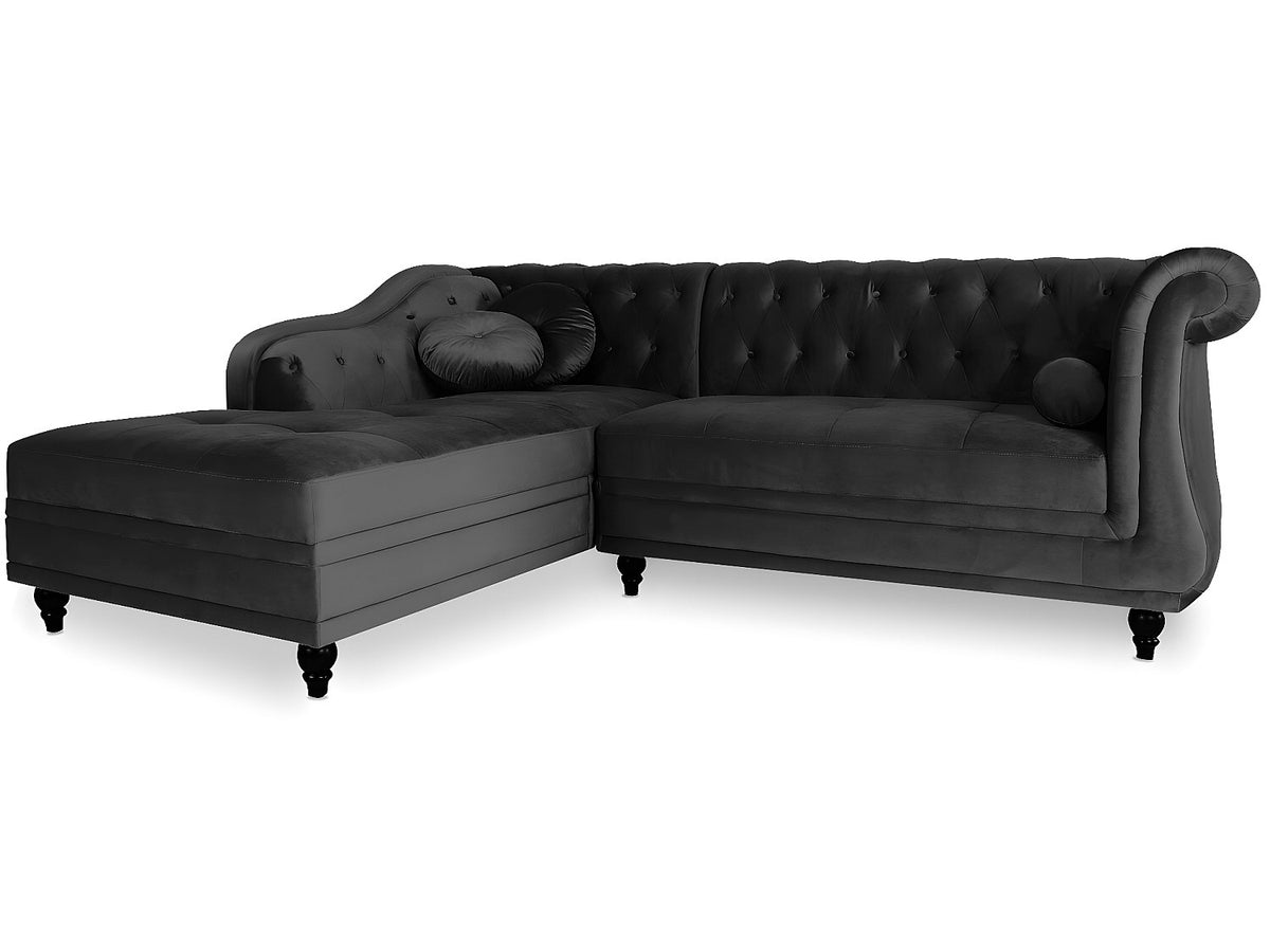 Méridienne du canapé d'angle chesterfield EMPIRE en velours noir