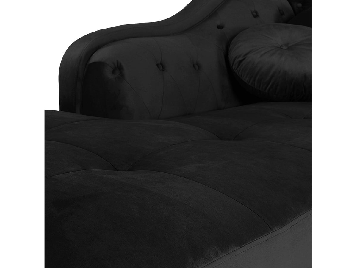 Vue d'ensemble du canapé d'angle gauche chesterfield EMPIRE noir
