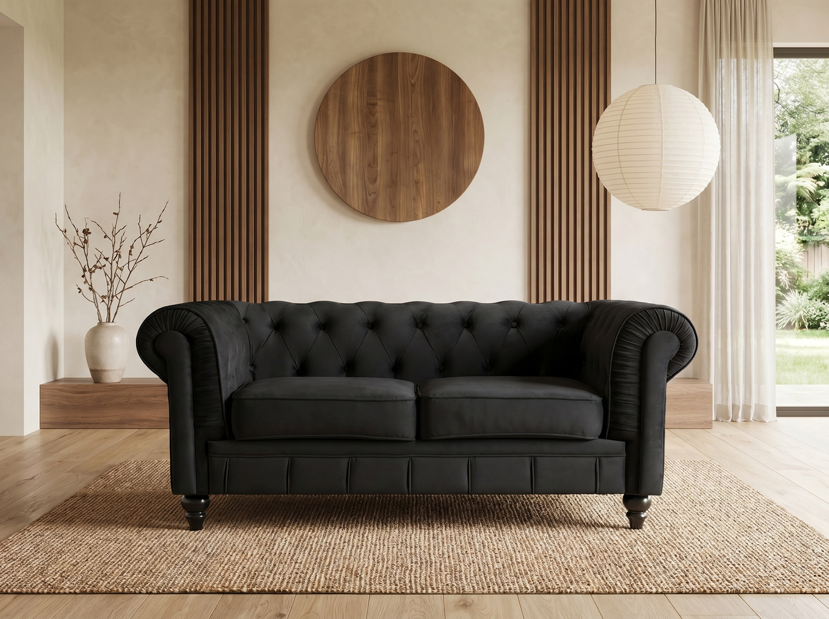 Dossier capitonné du canapé chesterfield ALTESSE velours noir