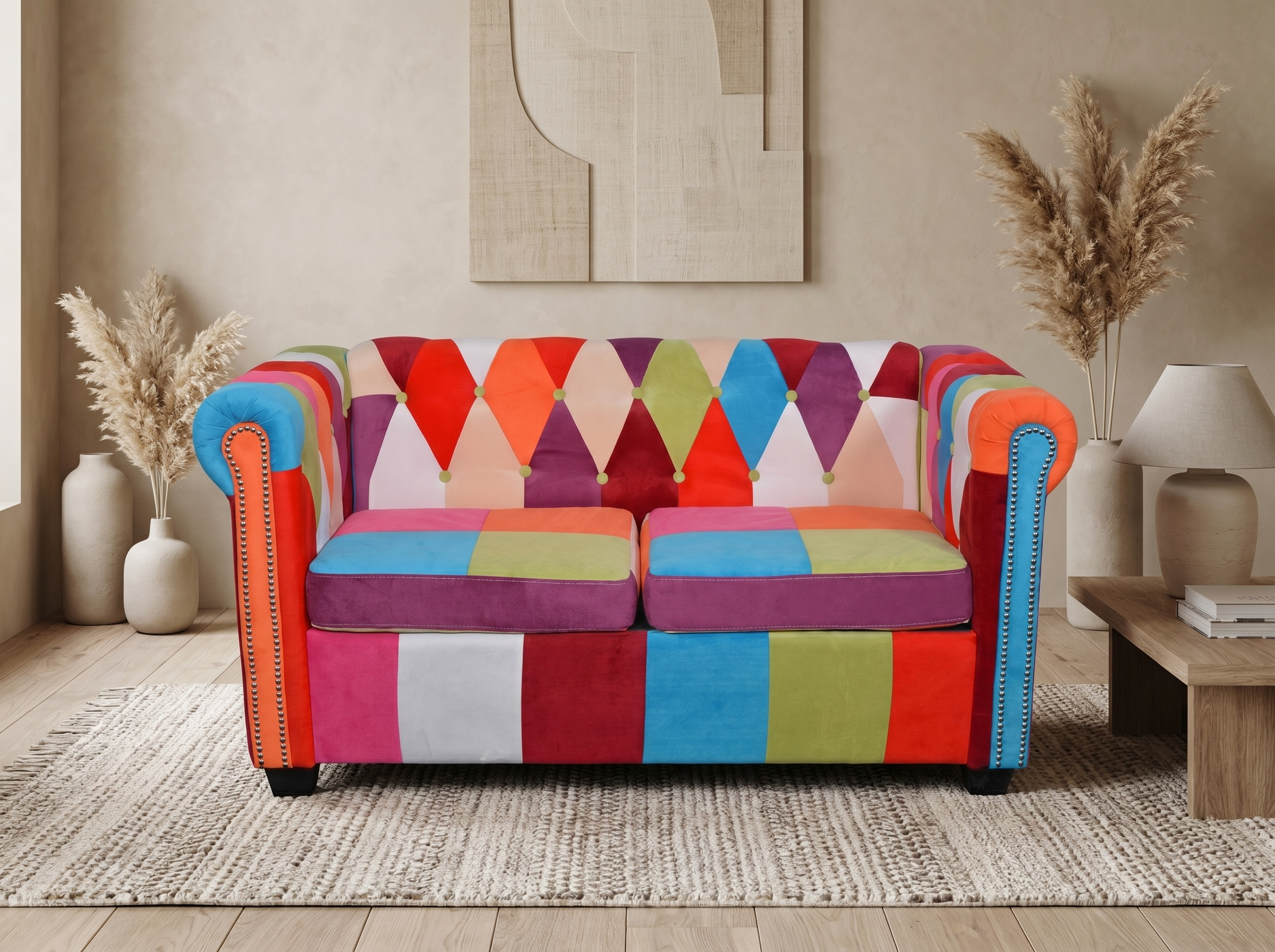 Canapé chesterfield OXFORD 2 places vu de trois quarts